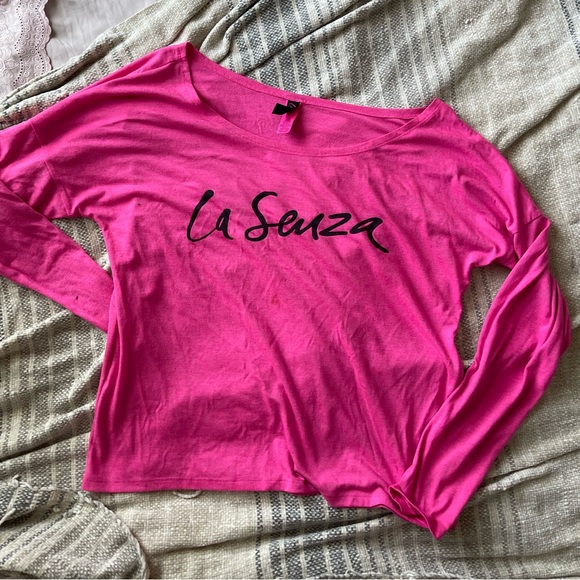 SOLD-Hot Pink Off the shoulder La Senza Longsleeve - Picture 4 of 7
